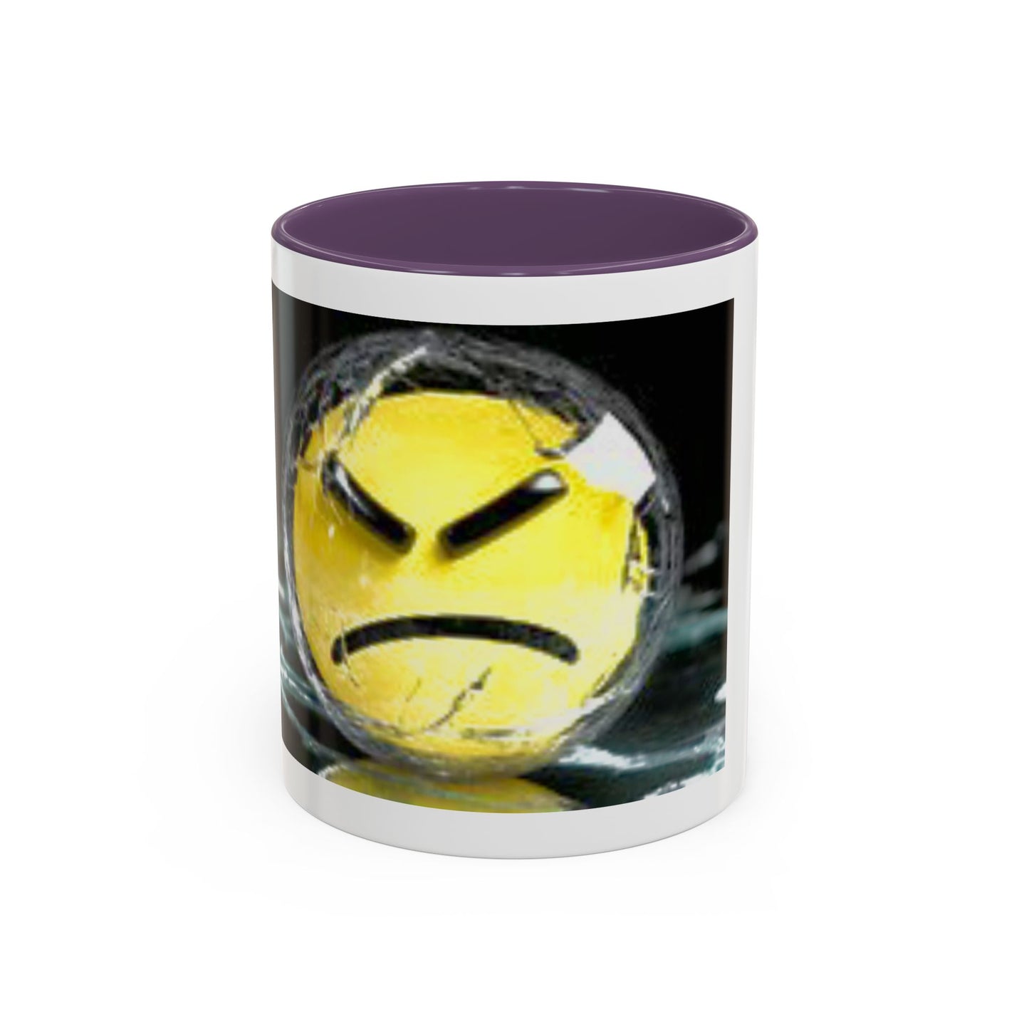 Angry Emoji Coffee Mug — Yellow Grumpy Face Accent Coffee Cup (11/15 oz)