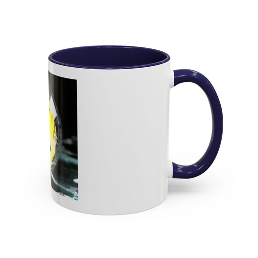 Angry Emoji Coffee Mug — Yellow Grumpy Face Accent Coffee Cup (11/15 oz)