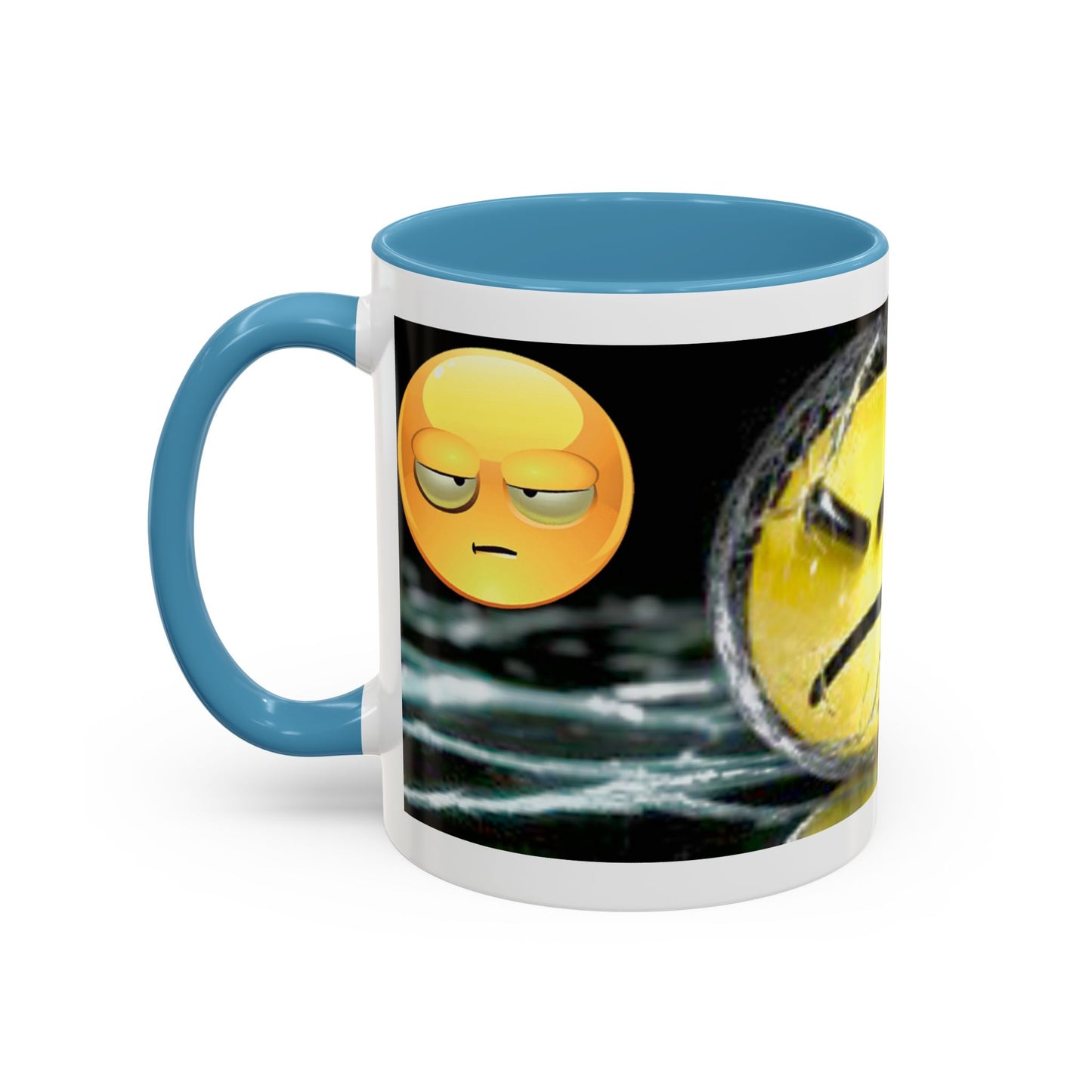 Angry Emoji Coffee Mug — Yellow Grumpy Face Accent Coffee Cup (11/15 oz)