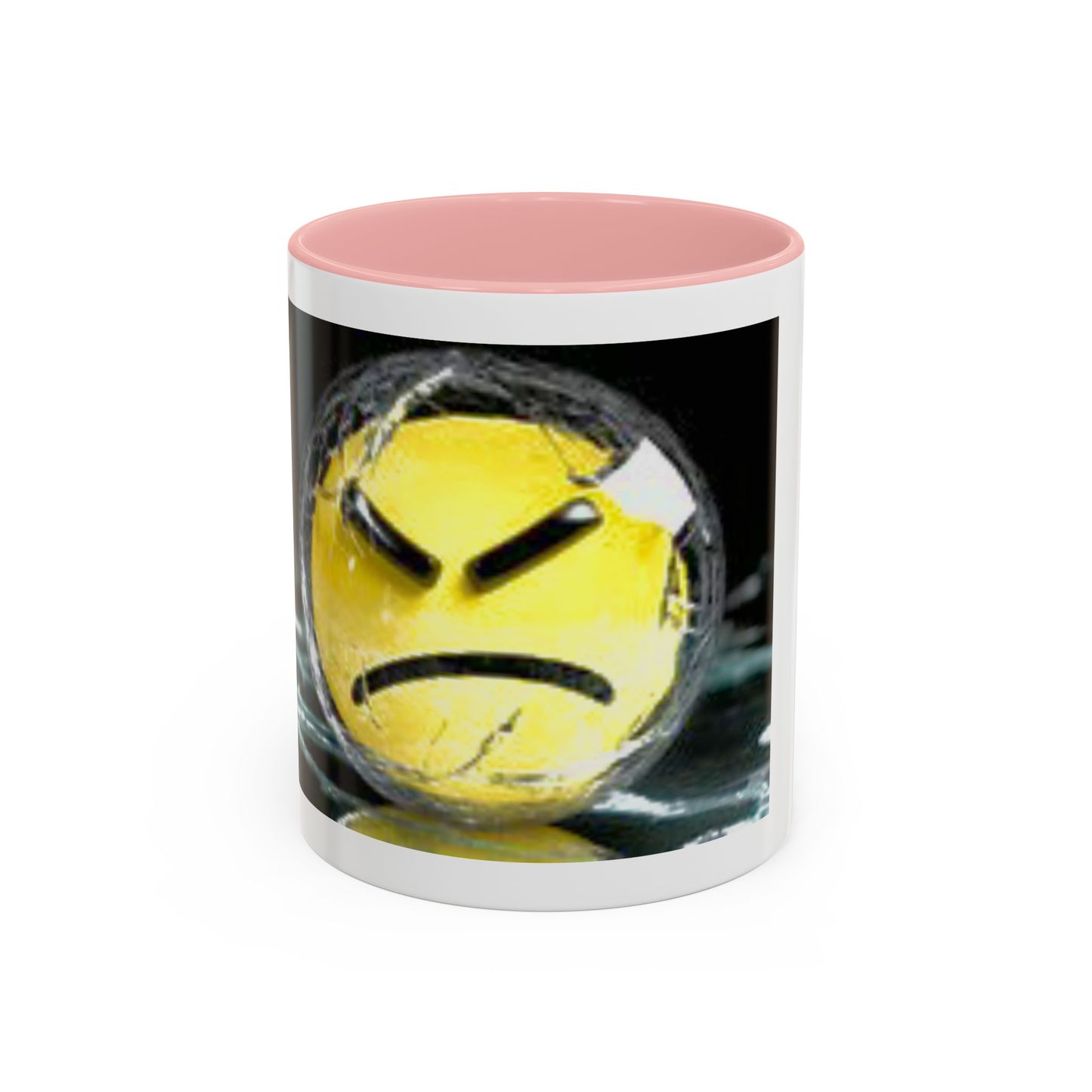 Angry Emoji Coffee Mug — Yellow Grumpy Face Accent Coffee Cup (11/15 oz)