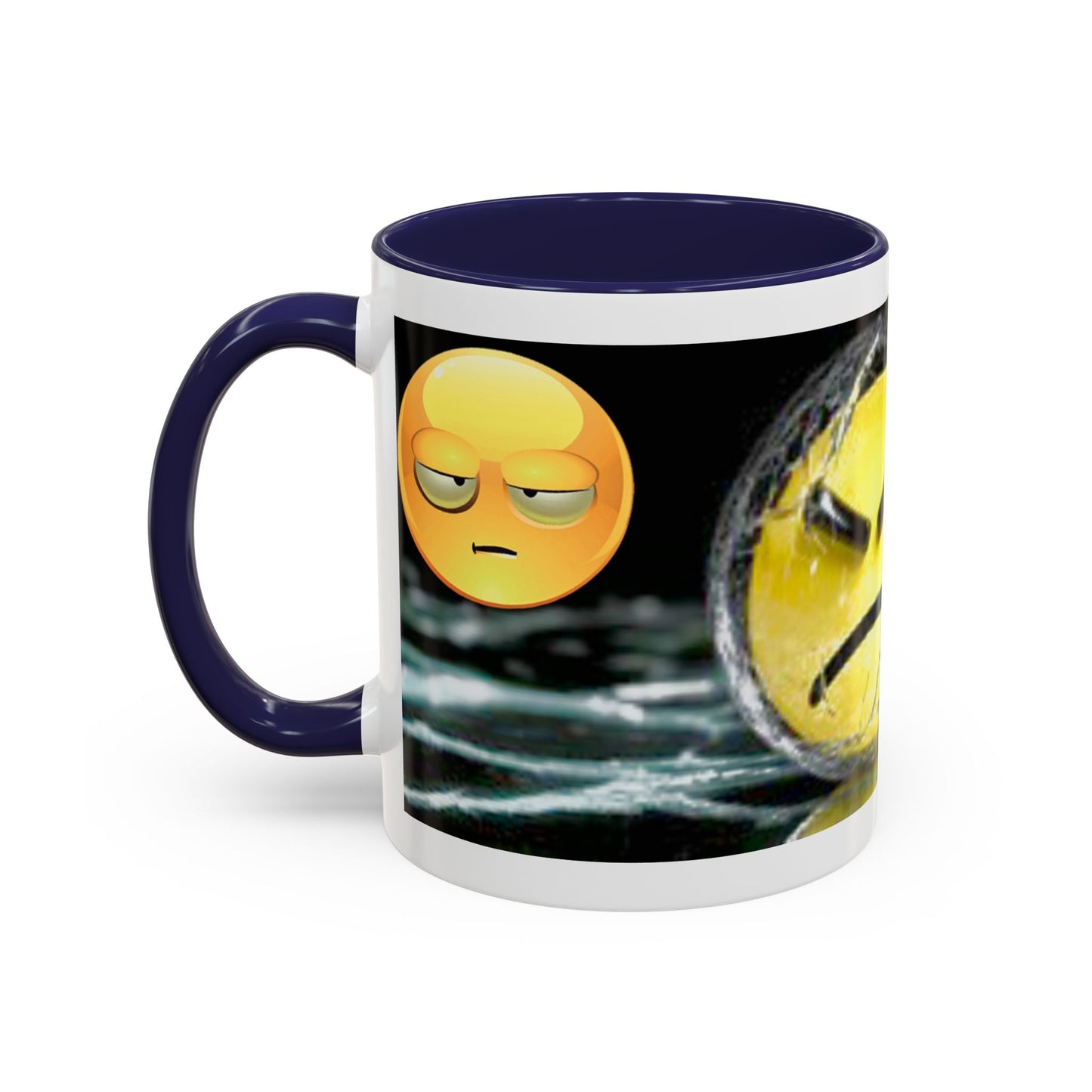 Angry Emoji Coffee Mug — Yellow Grumpy Face Accent Coffee Cup (11/15 oz)