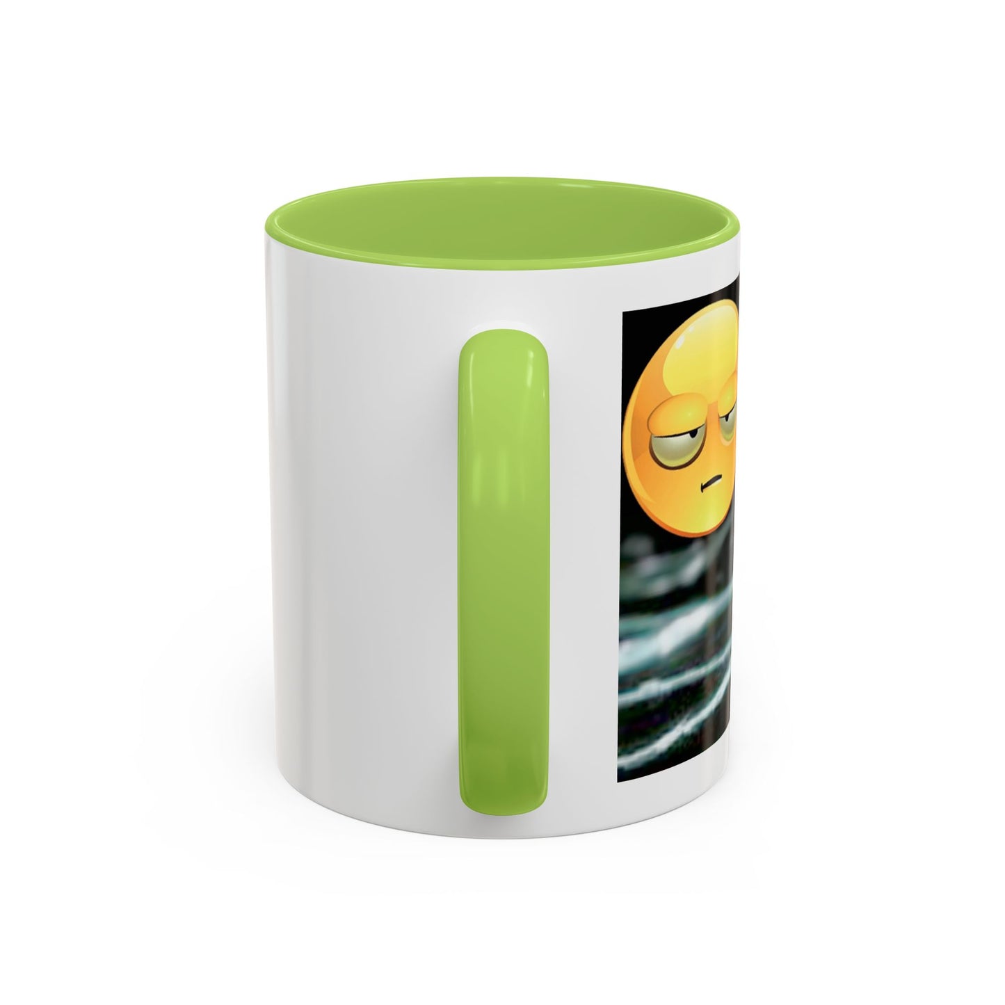 Angry Emoji Coffee Mug — Yellow Grumpy Face Accent Coffee Cup (11/15 oz)