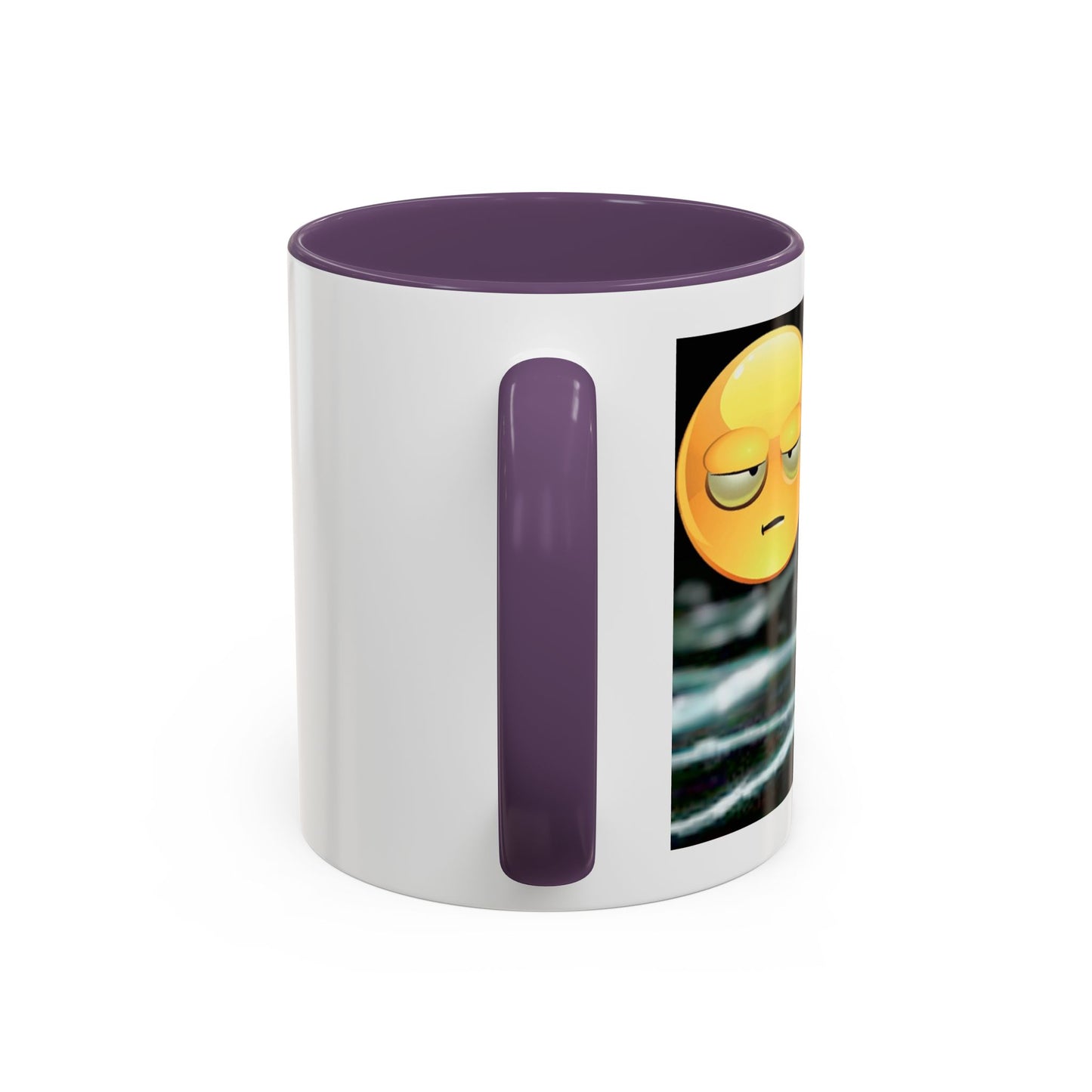 Angry Emoji Coffee Mug — Yellow Grumpy Face Accent Coffee Cup (11/15 oz)