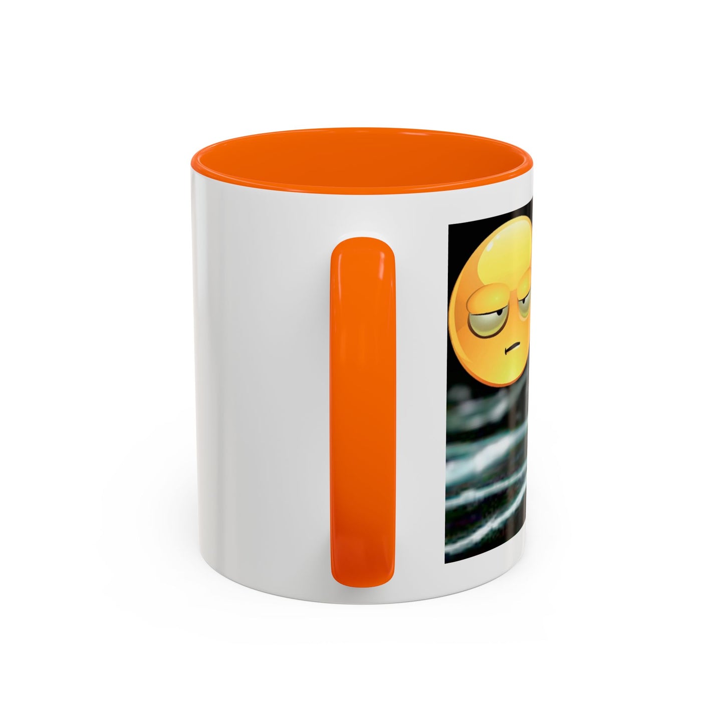 Angry Emoji Coffee Mug — Yellow Grumpy Face Accent Coffee Cup (11/15 oz)