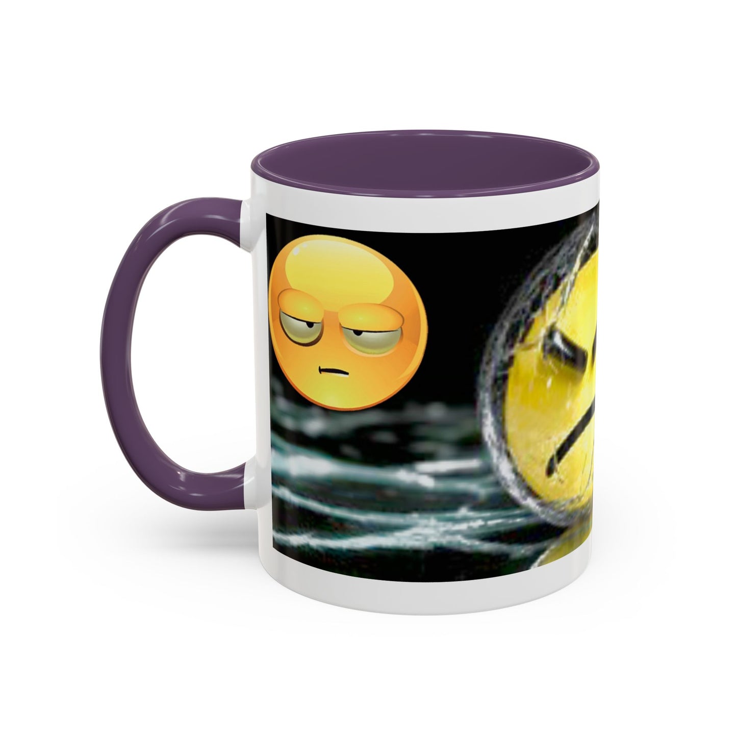 Angry Emoji Coffee Mug — Yellow Grumpy Face Accent Coffee Cup (11/15 oz)