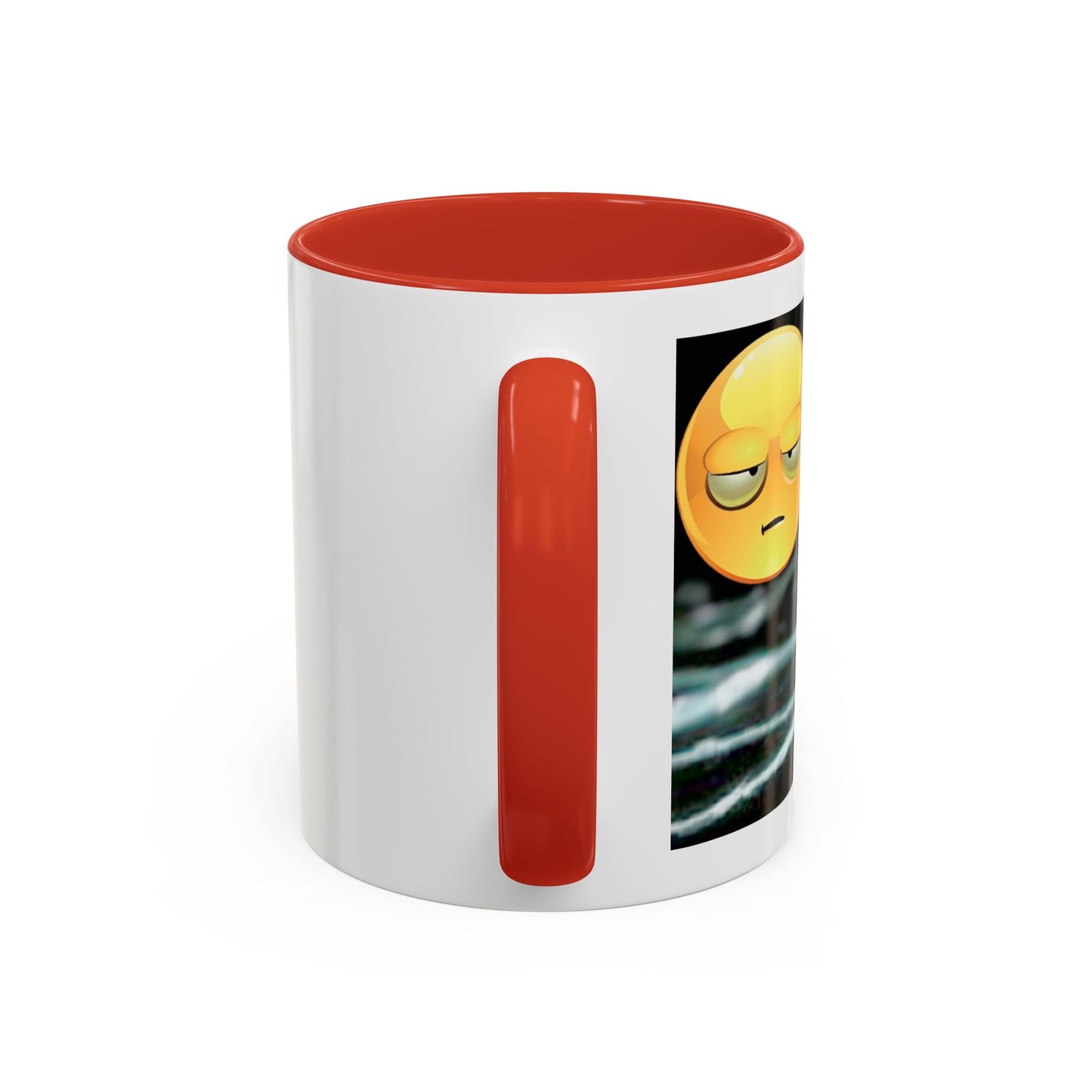 Angry Emoji Coffee Mug — Yellow Grumpy Face Accent Coffee Cup (11/15 oz)