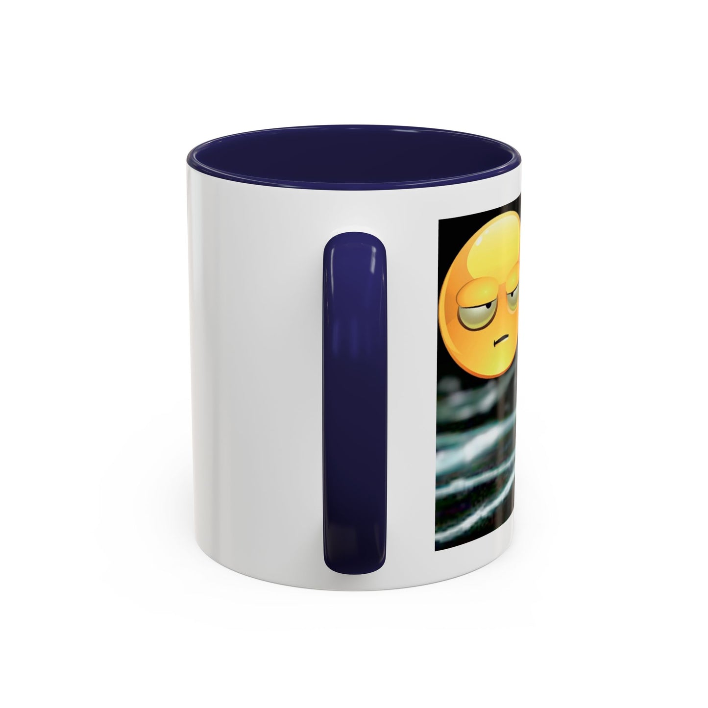 Angry Emoji Coffee Mug — Yellow Grumpy Face Accent Coffee Cup (11/15 oz)