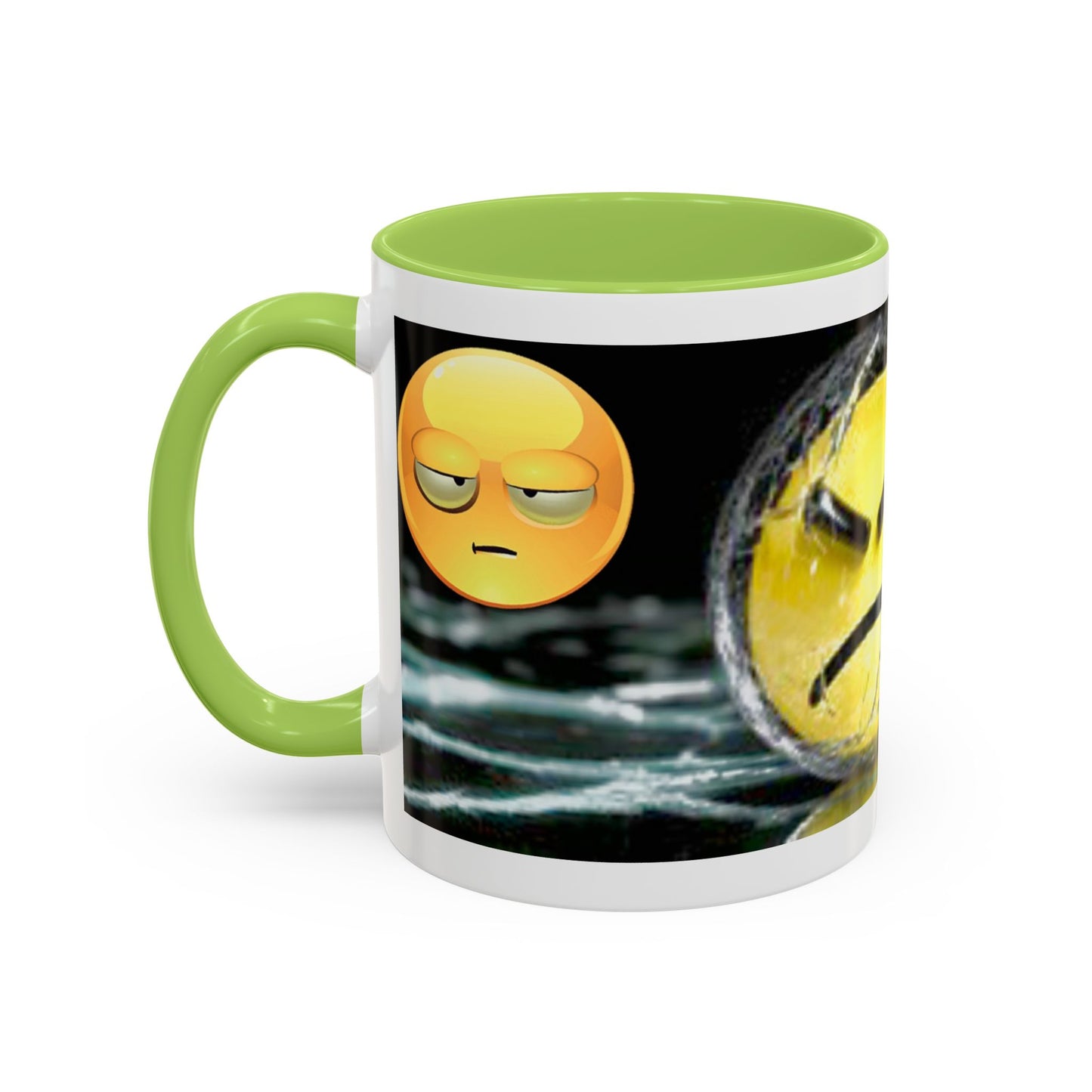 Angry Emoji Coffee Mug — Yellow Grumpy Face Accent Coffee Cup (11/15 oz)