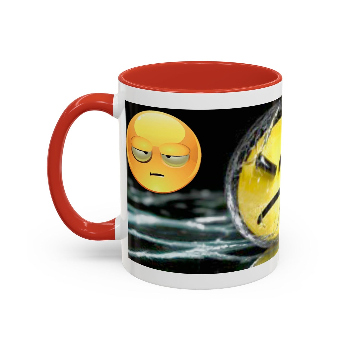 Angry Emoji Coffee Mug — Yellow Grumpy Face Accent Coffee Cup (11/15 oz)