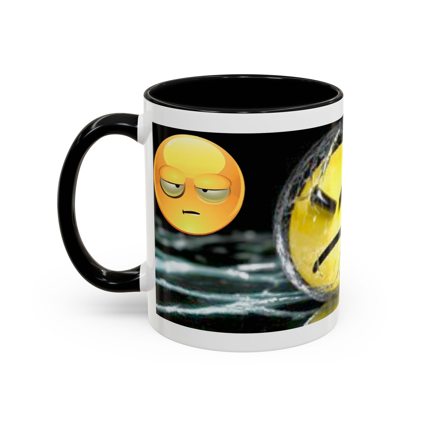 Angry Emoji Coffee Mug — Yellow Grumpy Face Accent Coffee Cup (11/15 oz)