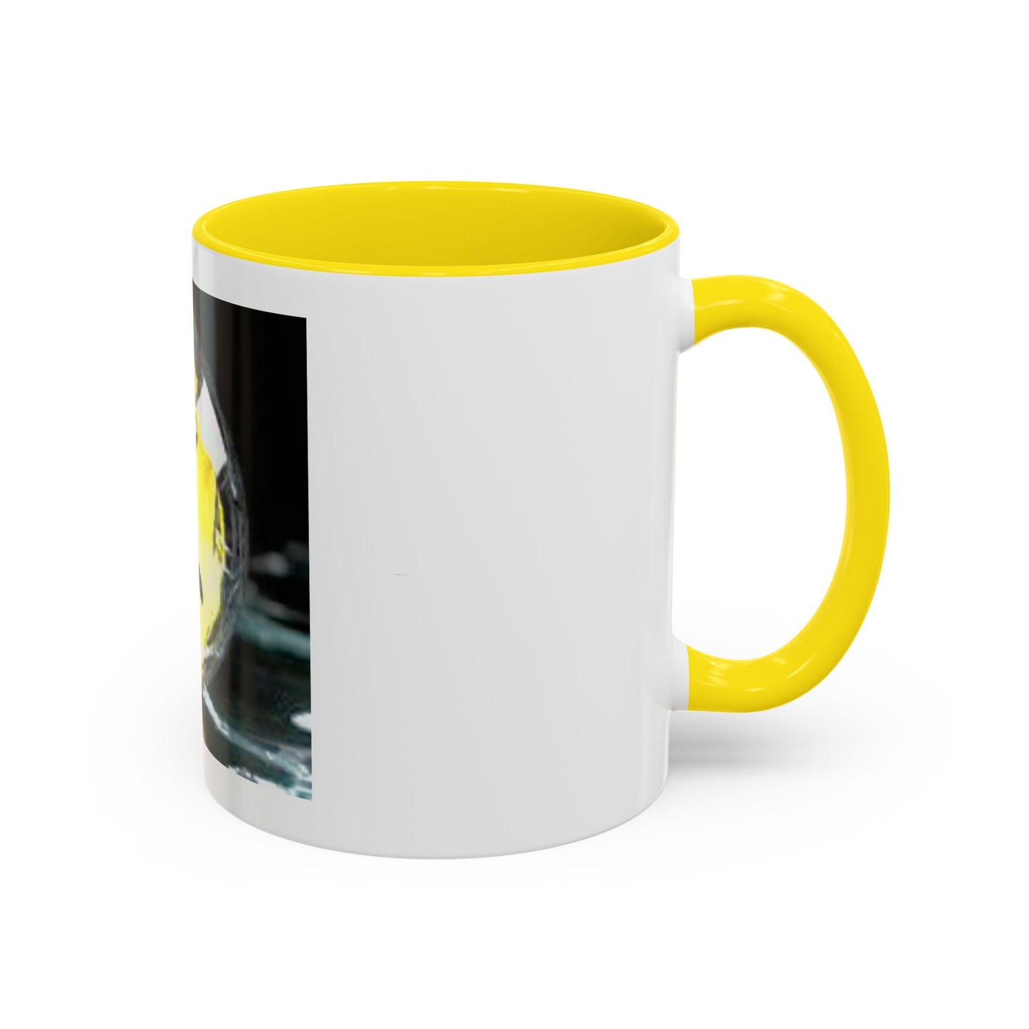 Angry Emoji Coffee Mug — Yellow Grumpy Face Accent Coffee Cup (11/15 oz)