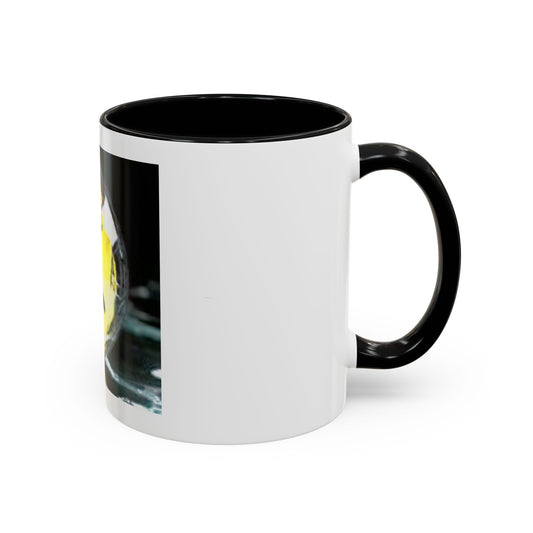 Angry Emoji Coffee Mug — Yellow Grumpy Face Accent Coffee Cup (11/15 oz)