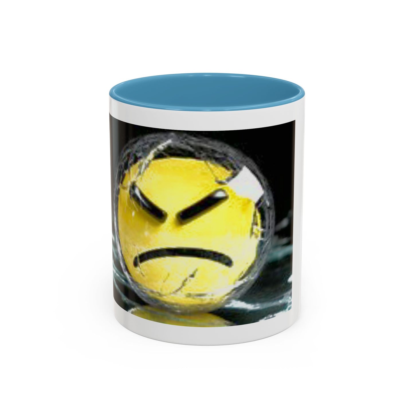Angry Emoji Coffee Mug — Yellow Grumpy Face Accent Coffee Cup (11/15 oz)