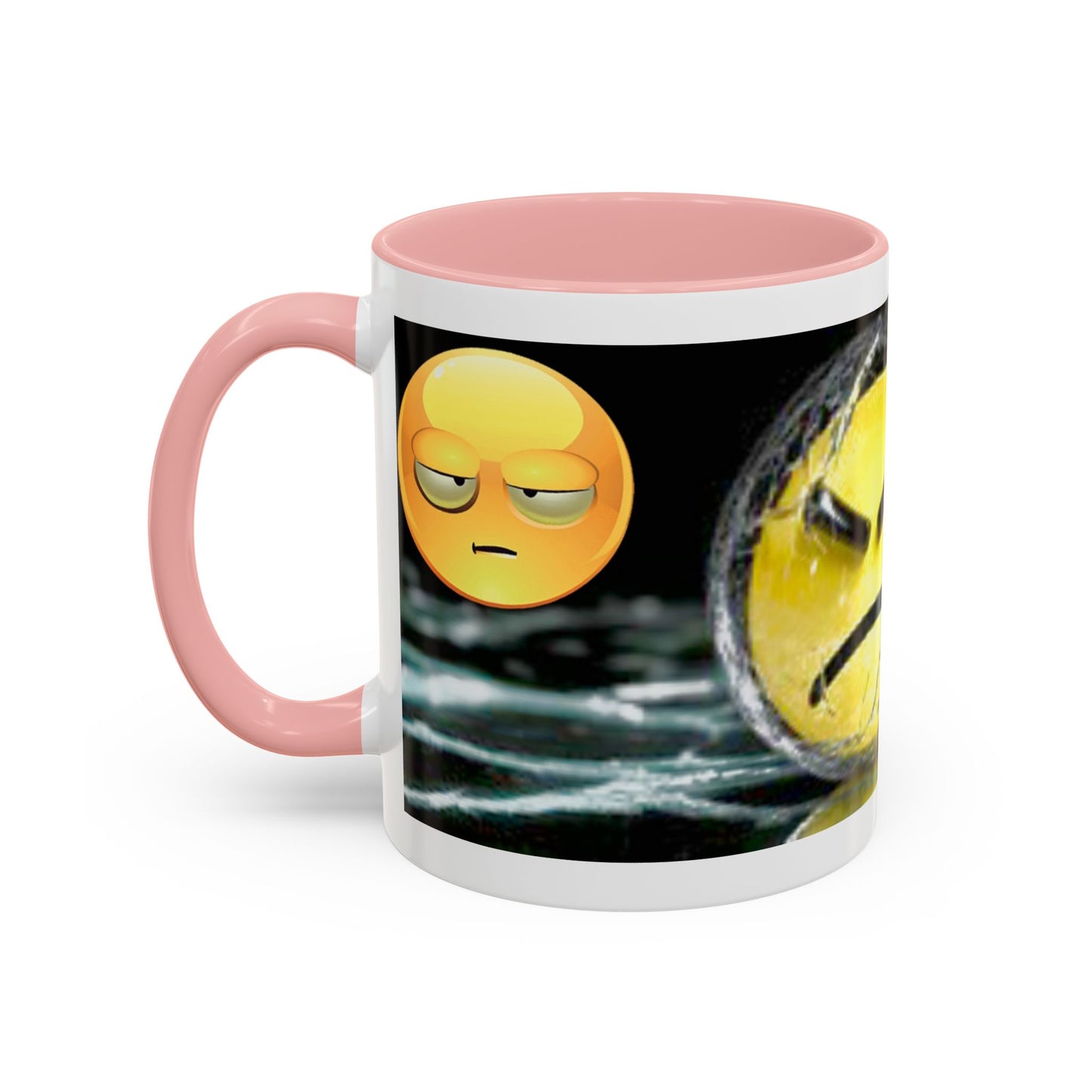 Angry Emoji Coffee Mug — Yellow Grumpy Face Accent Coffee Cup (11/15 oz)