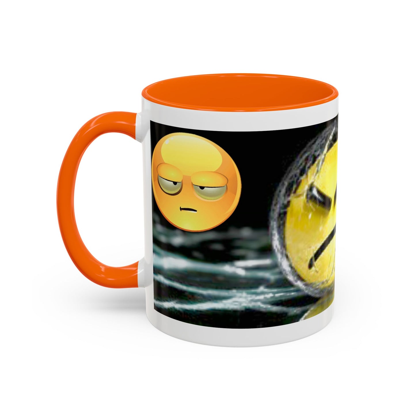 Angry Emoji Coffee Mug — Yellow Grumpy Face Accent Coffee Cup (11/15 oz)