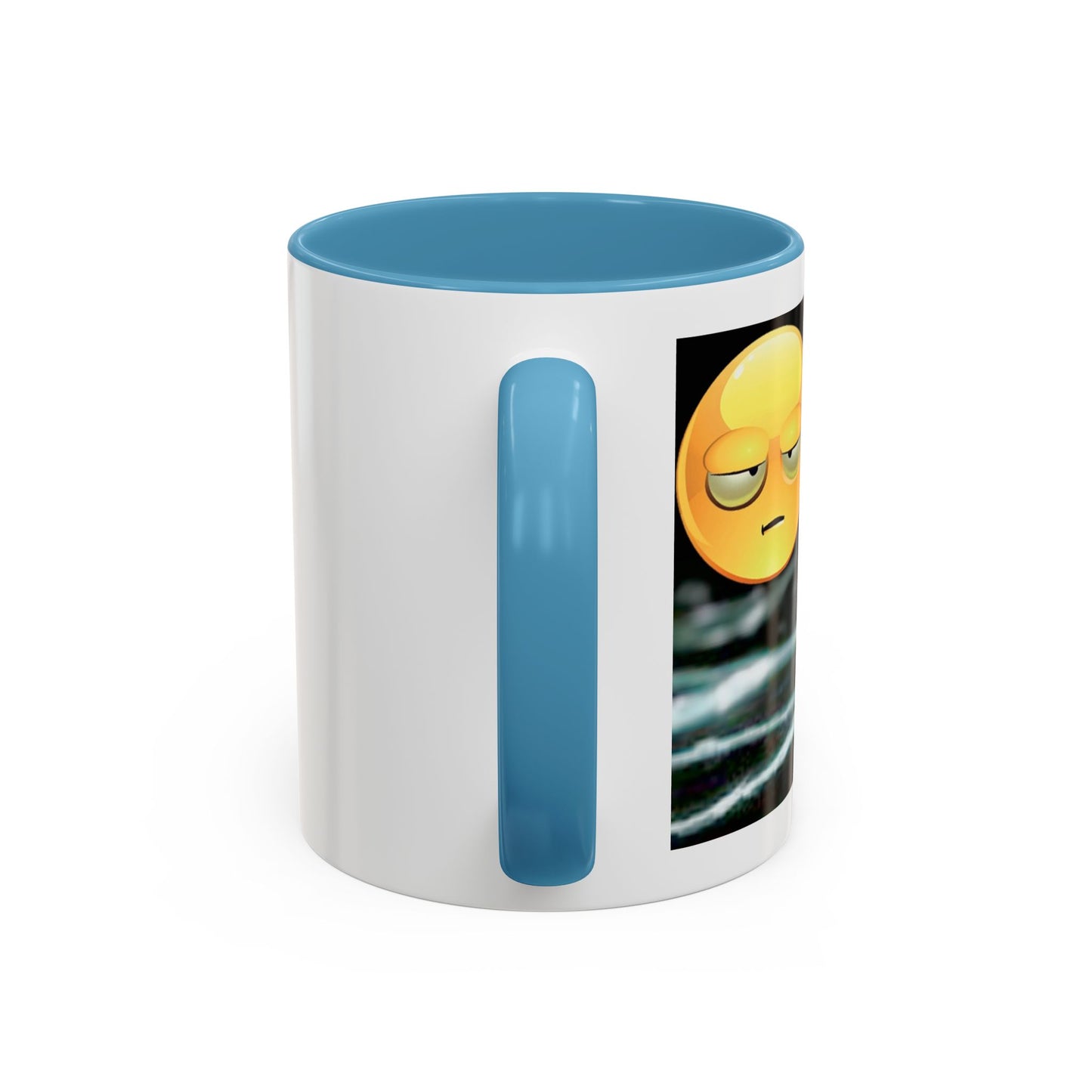 Angry Emoji Coffee Mug — Yellow Grumpy Face Accent Coffee Cup (11/15 oz)